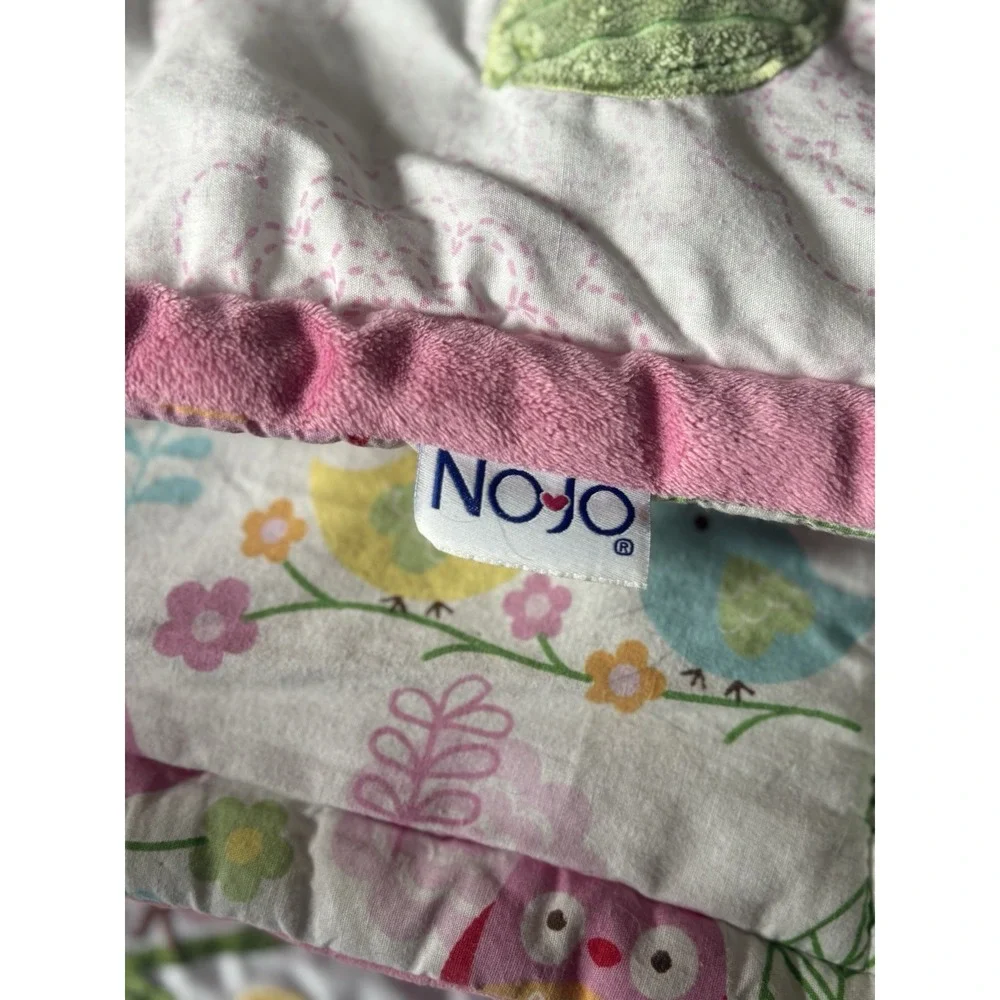 Nojo Owl Love Baby Crib Blanket Owls Birds Pink Flowers Textured‎ 42